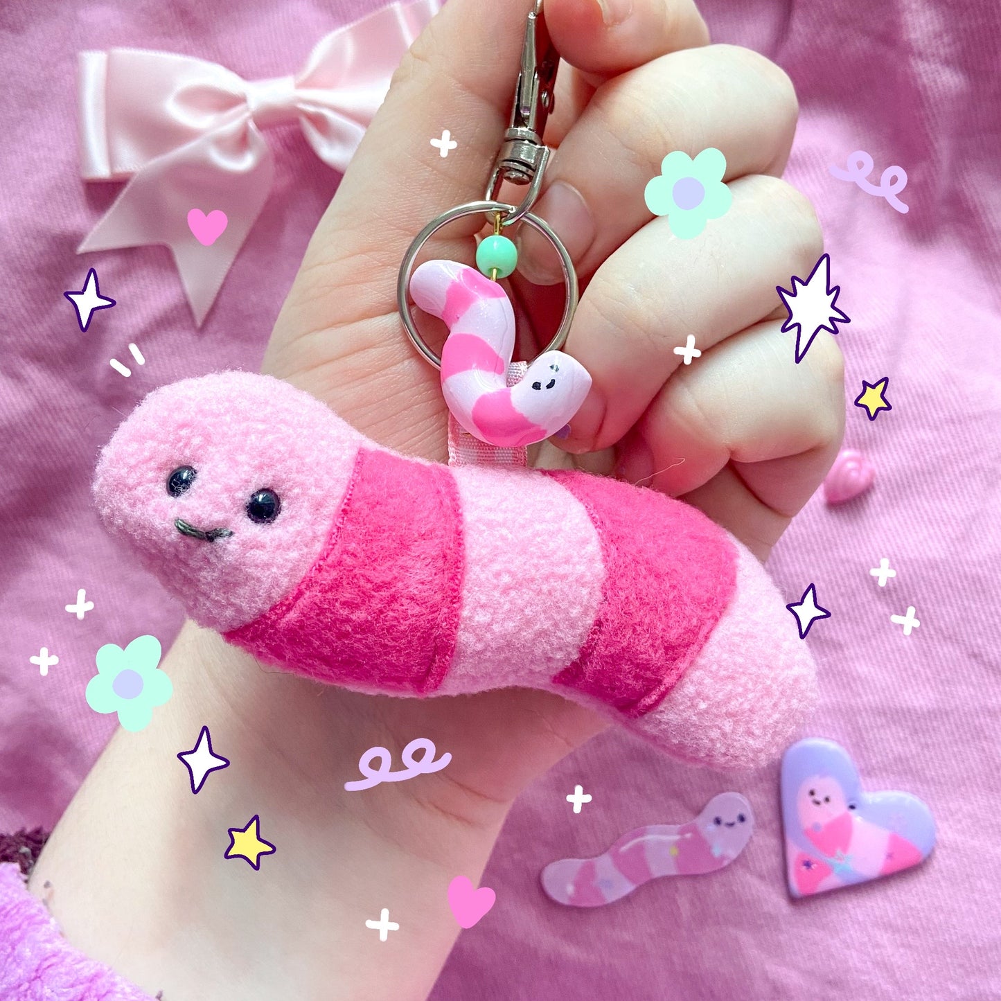 Wormie Plushie Keychain