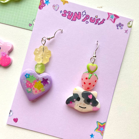 Strawberry Cow Earrings