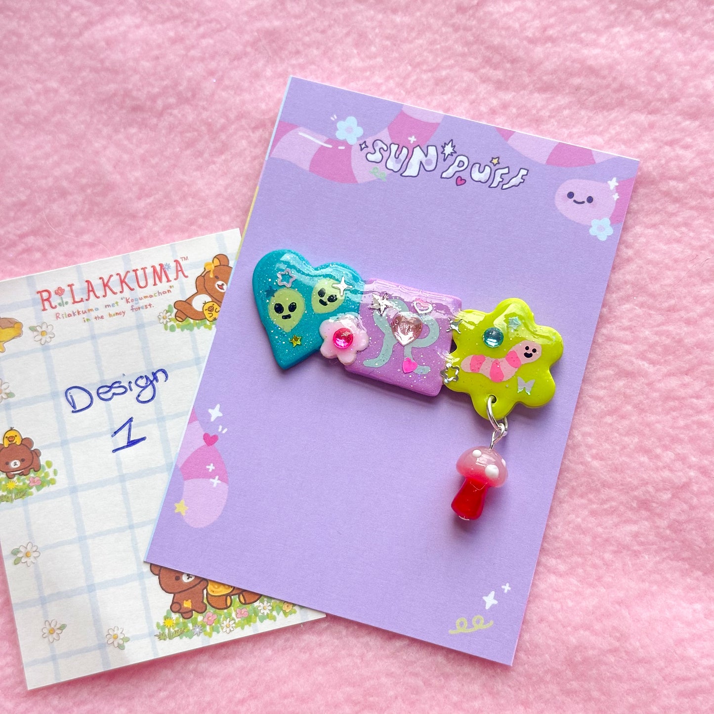 Collage Clay Hair Clips