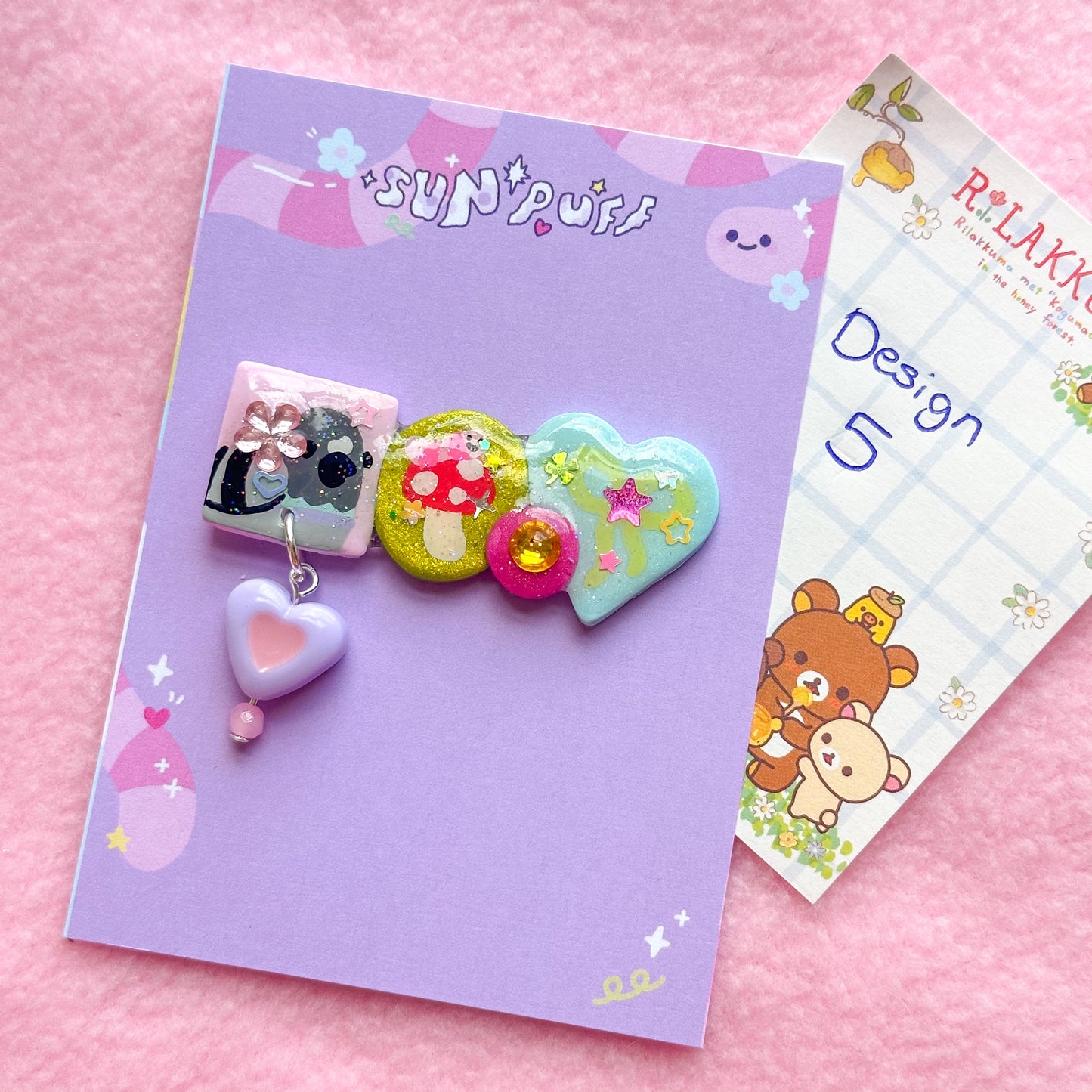 Collage Clay Hair Clips