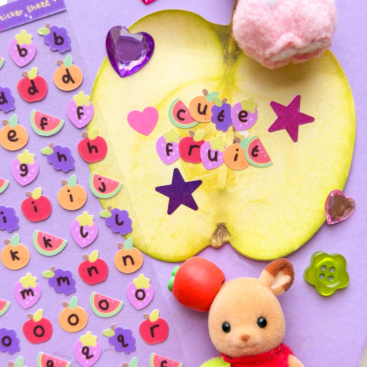 Little Fruit Letters Sticker Sheet