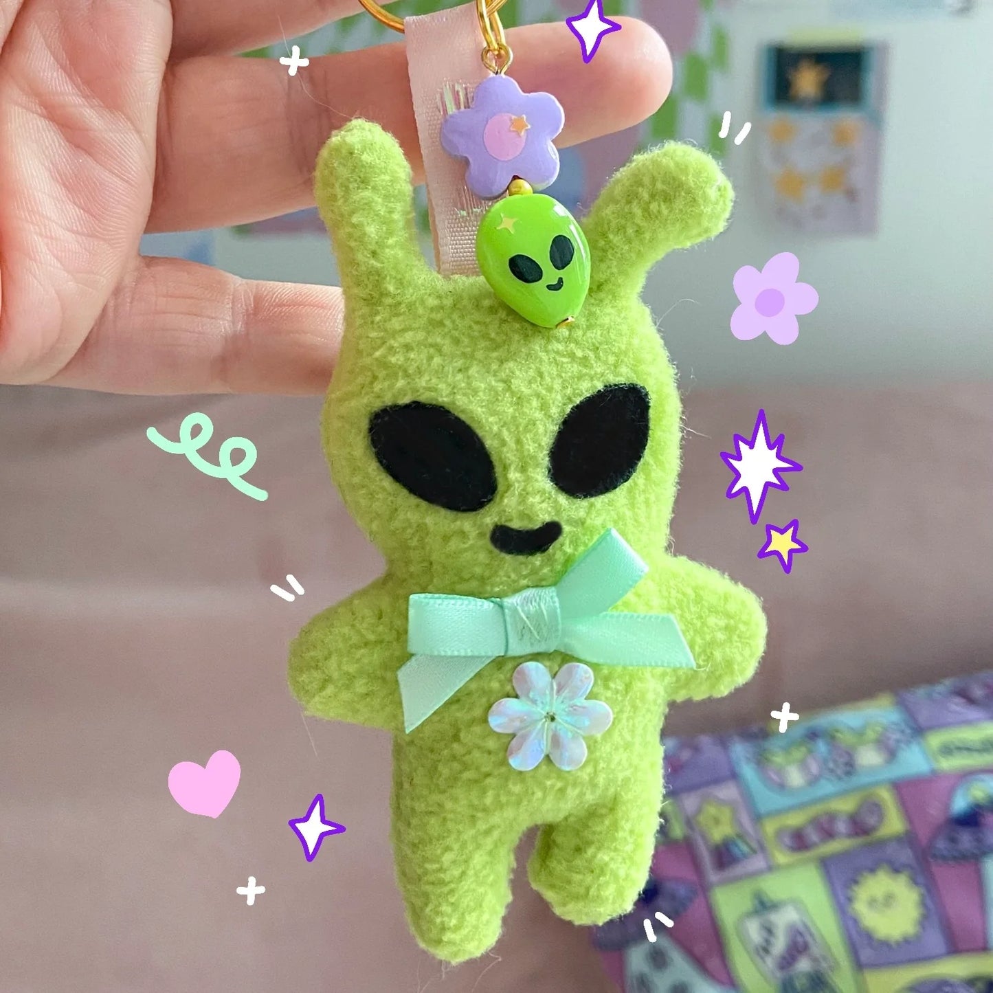 Mini Alien Plushie Keychain