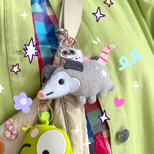 Opossum Plushie Keychain