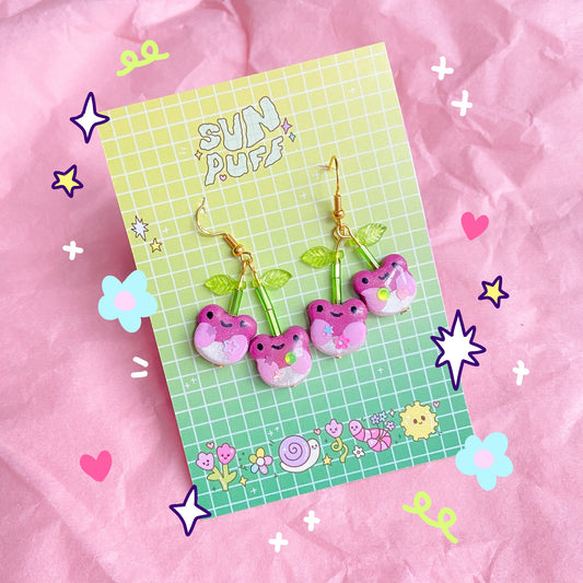 Cherry Frog Earrings