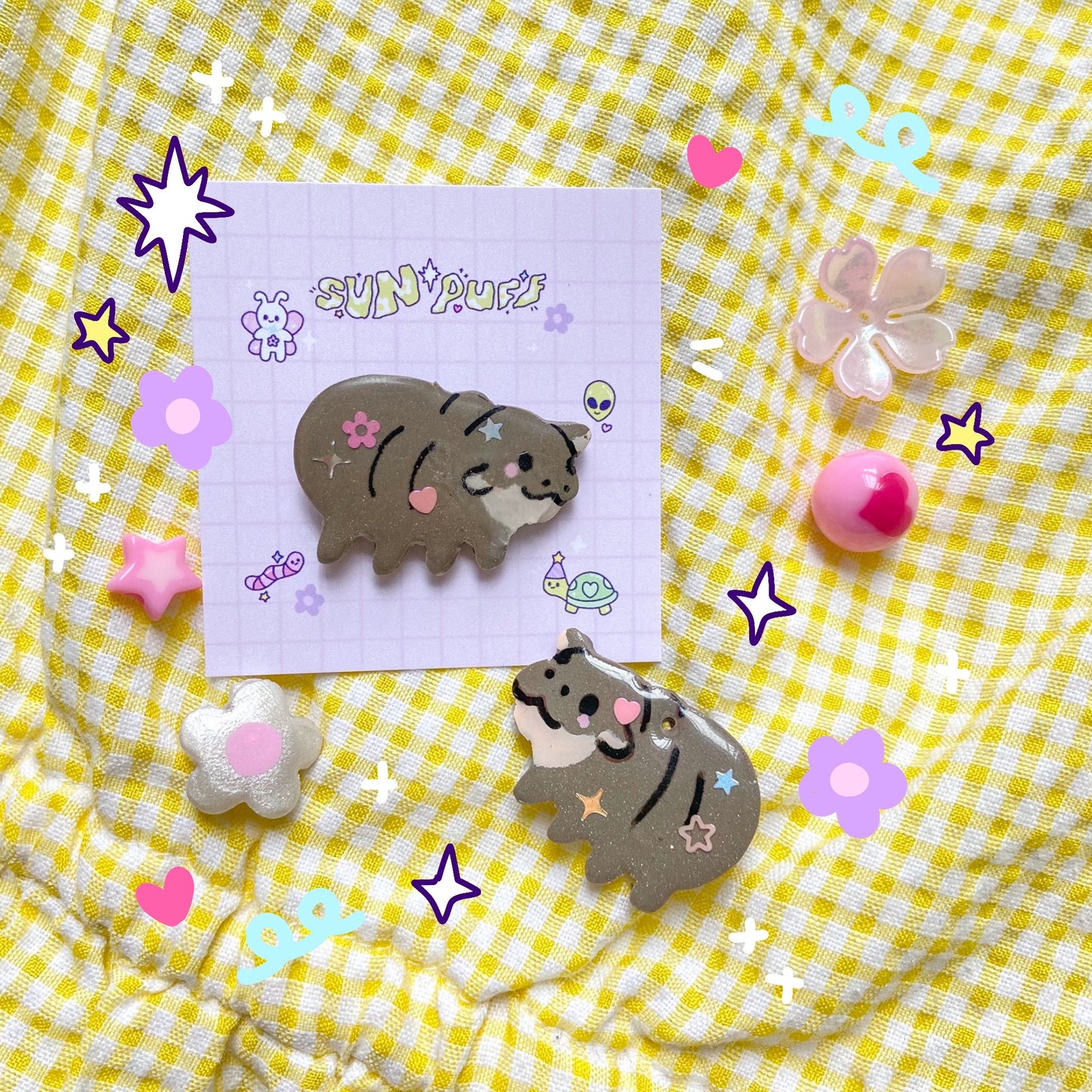 Pygmy Hippo Clay Pin