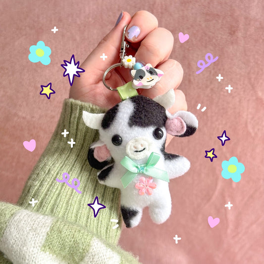 Mini Cow Plushie Keychain