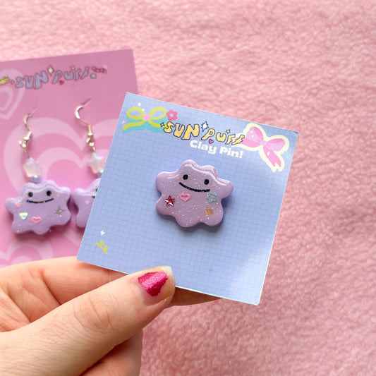 Purple Blobby Clay Pin