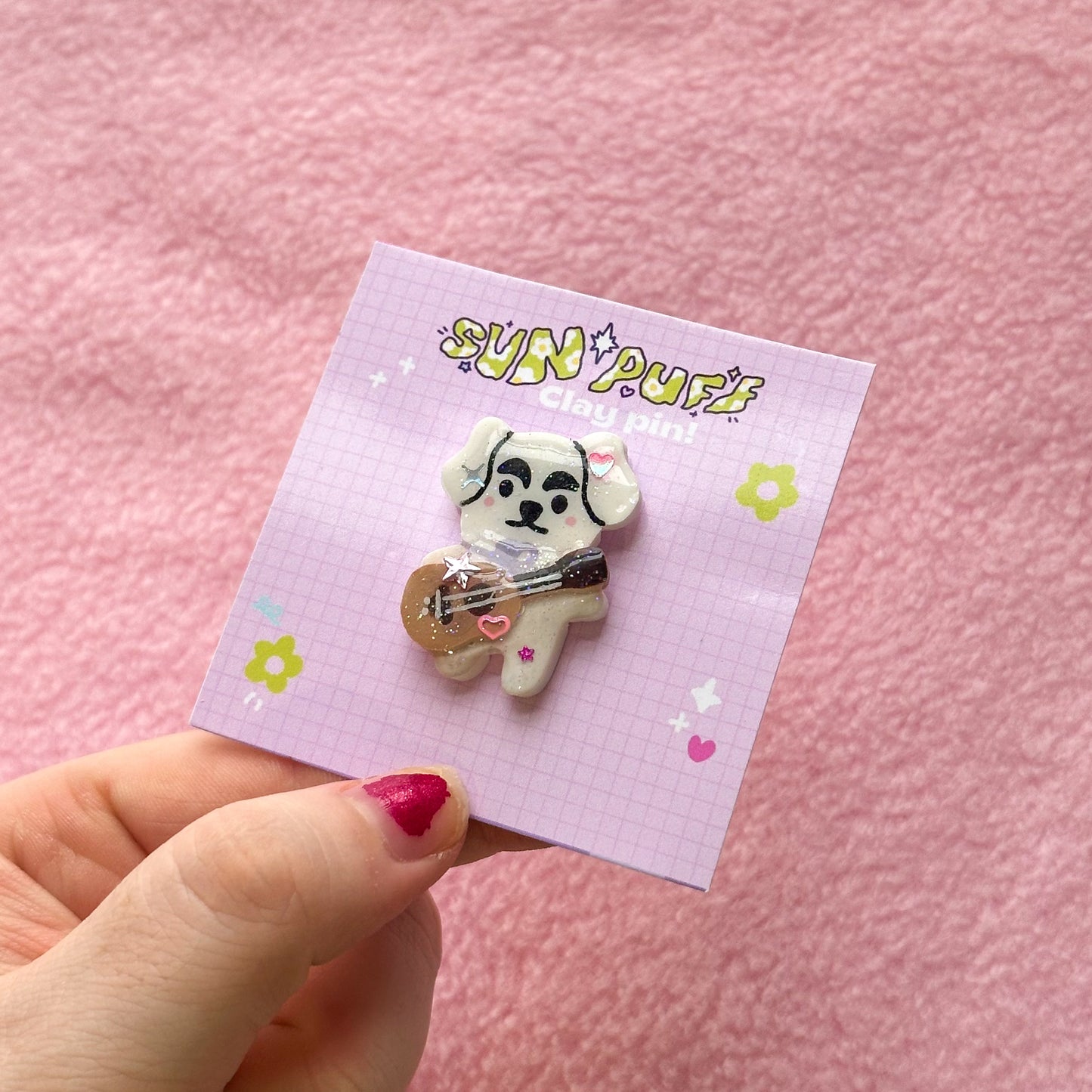 Guitar Dog Clay Pin