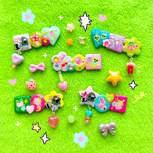 Collage Clay Hair Clips