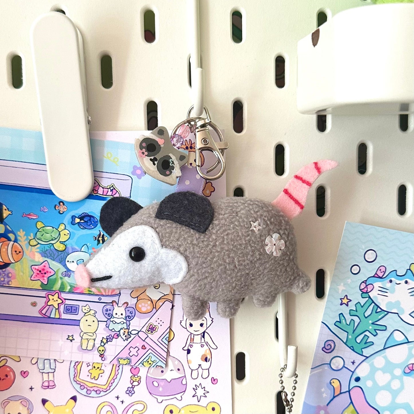 Opossum Plushie Keychain