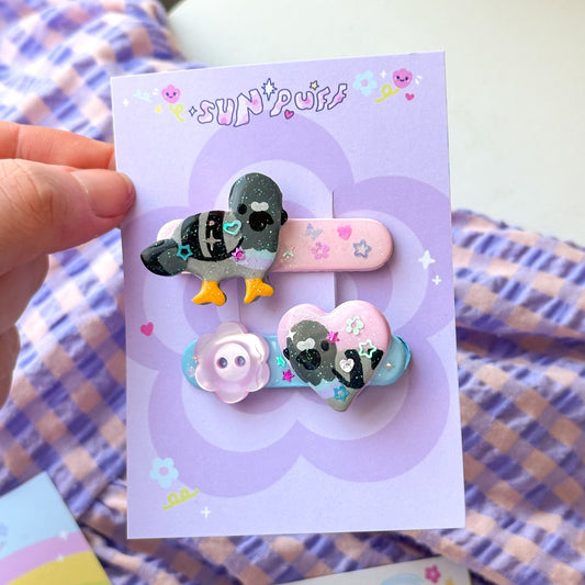 Pigeon Hairclip Duo