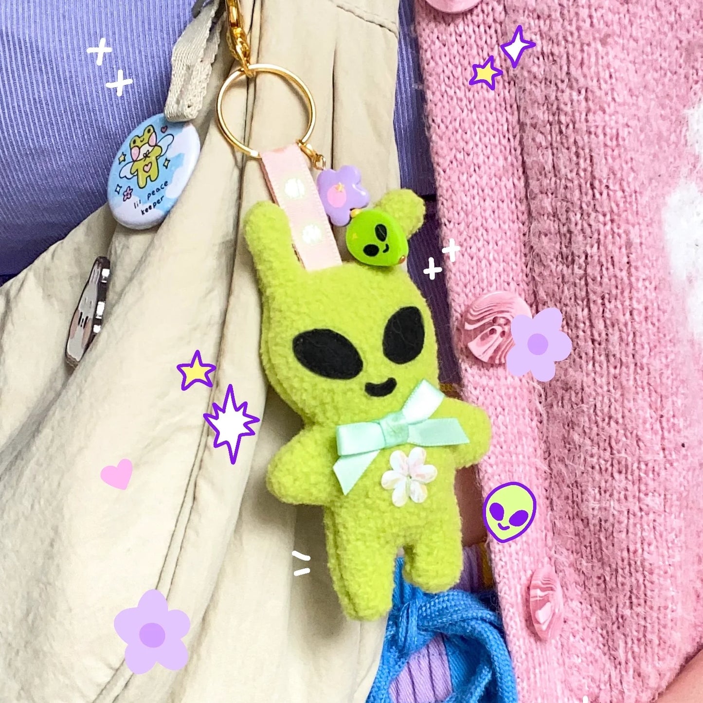 Mini Alien Plushie Keychain