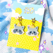 Load image into Gallery viewer, Party Raccoon Earrings
