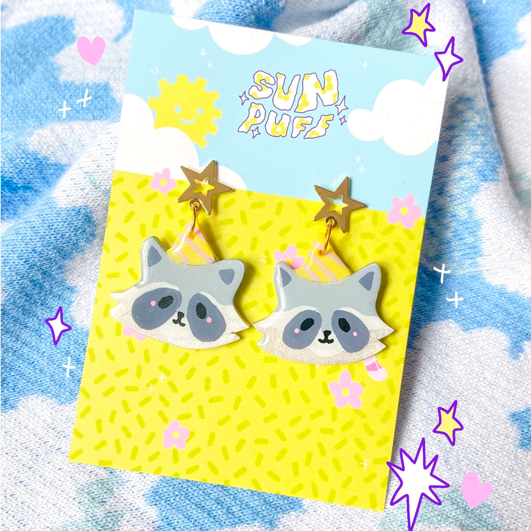Party Raccoon Earrings